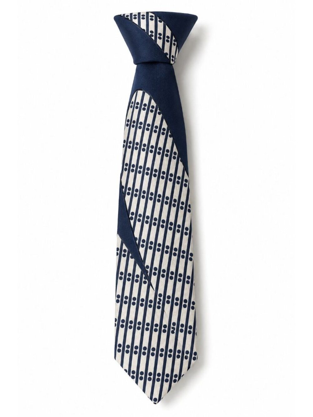 Vintage Beau Brummell Gentry Men’s Neck Tie Navy White Geometric Stripe Tie